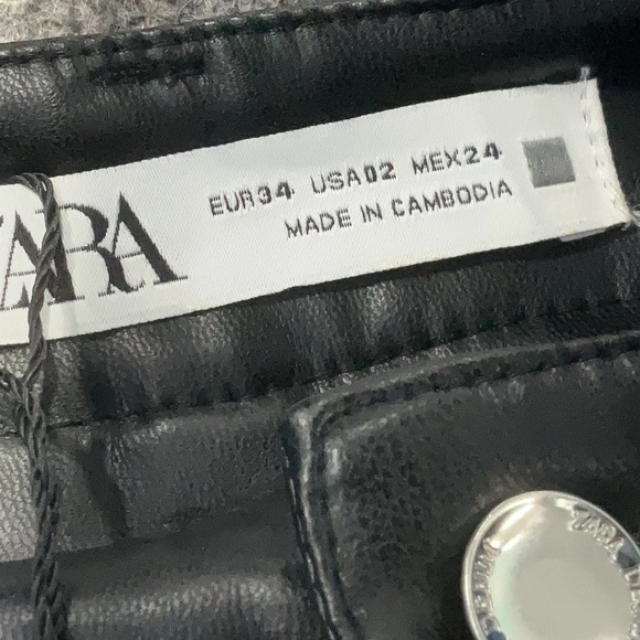 Zara Straight Faux Leather Pants Size 2 New - Picture 4 of 5